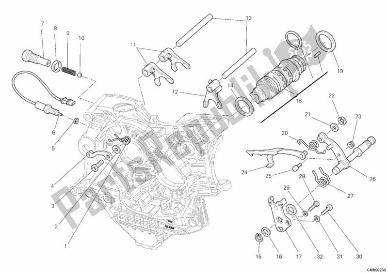 Todas as partes de Shift Cam - Garfo do Ducati Monster S4R USA 1000 2008